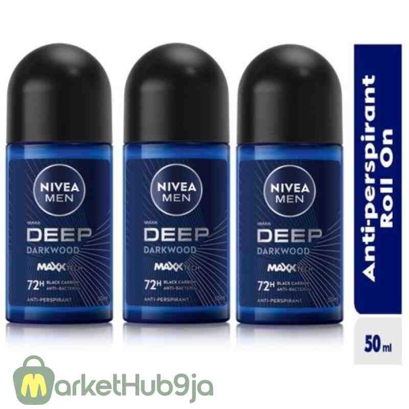 NIVEA MEN Deep Anti-Perspirant Roll-on, 72h Protection - 50ml (3-in-a-Pack) - Image 2