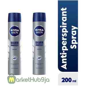 NIVEA Men Silver Protect Anti-Perspirant Spray 200ml (Pack of 2) - 48h Protection