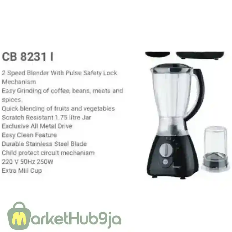 Century CB-8231-B 2-in-1 Blender: Powerful Blending for Smoothies & More - Image 3
